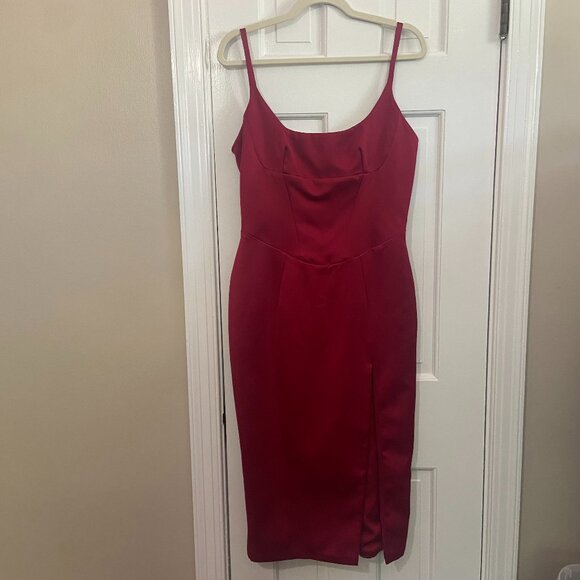 House of CB Satin Corset Midi Dress Wine Red - Large Plus Cup - Picture 3 of 11